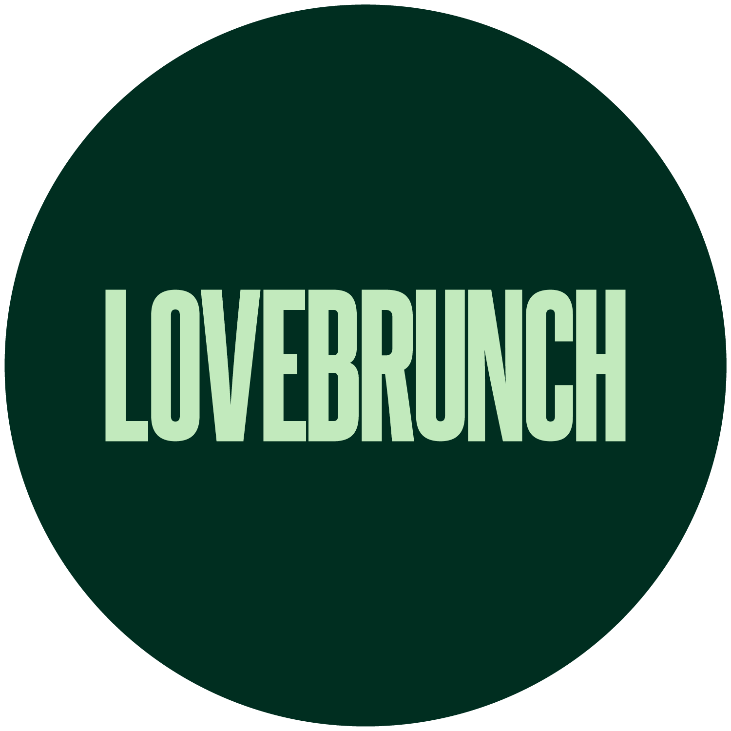 Green circle with 'LOVEBRUNCH' text